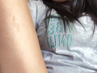 Young Latina loses her virginity with a big black dildo
