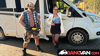 BangVan - Big Titted RV Driver Jennifer Mendez Meets a Real Lamberjack