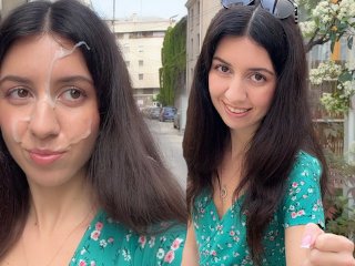 Hottie Lost the Game and Had to Walk with Cum on Her Face - Cumwalk
