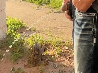 Flower bed work desperate public piss ( had to piss in segments due to passing cars )