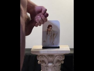 Claude Bombard defaces artwork of Penny Pax, cums on her glasses, face and tits art cumshot
