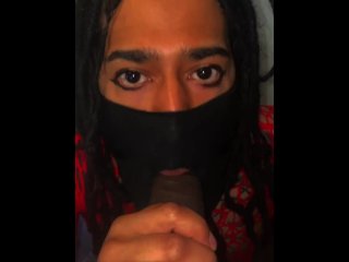 Tgirl Gives Sloppy Blowjob to Stepbro