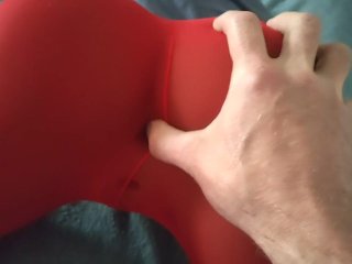 My fuckdoll wear red nylon pants and I dryhump her