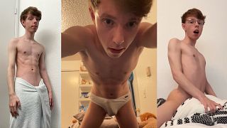 Skinny naked boy loves humping blankets like he’s fucking your ass